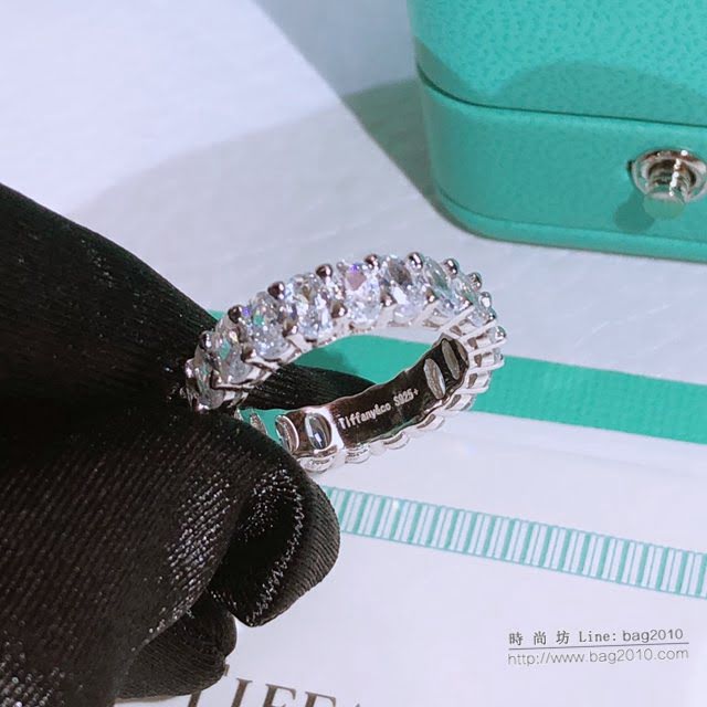 Tiffany純銀飾品 蒂芙尼女士專櫃爆款Setting鑽戒 Tiffany槽式鑲嵌圓形戒指  zgt1713